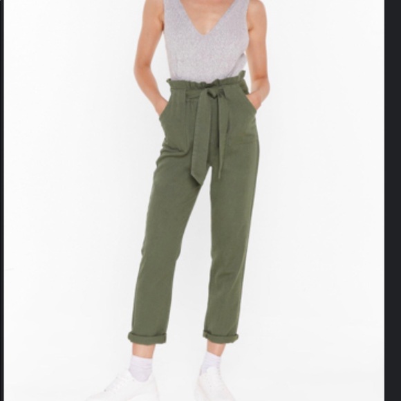 Nasty Gal Pants - Nasty Gal Tie to Explain Denim Paperbag Pants